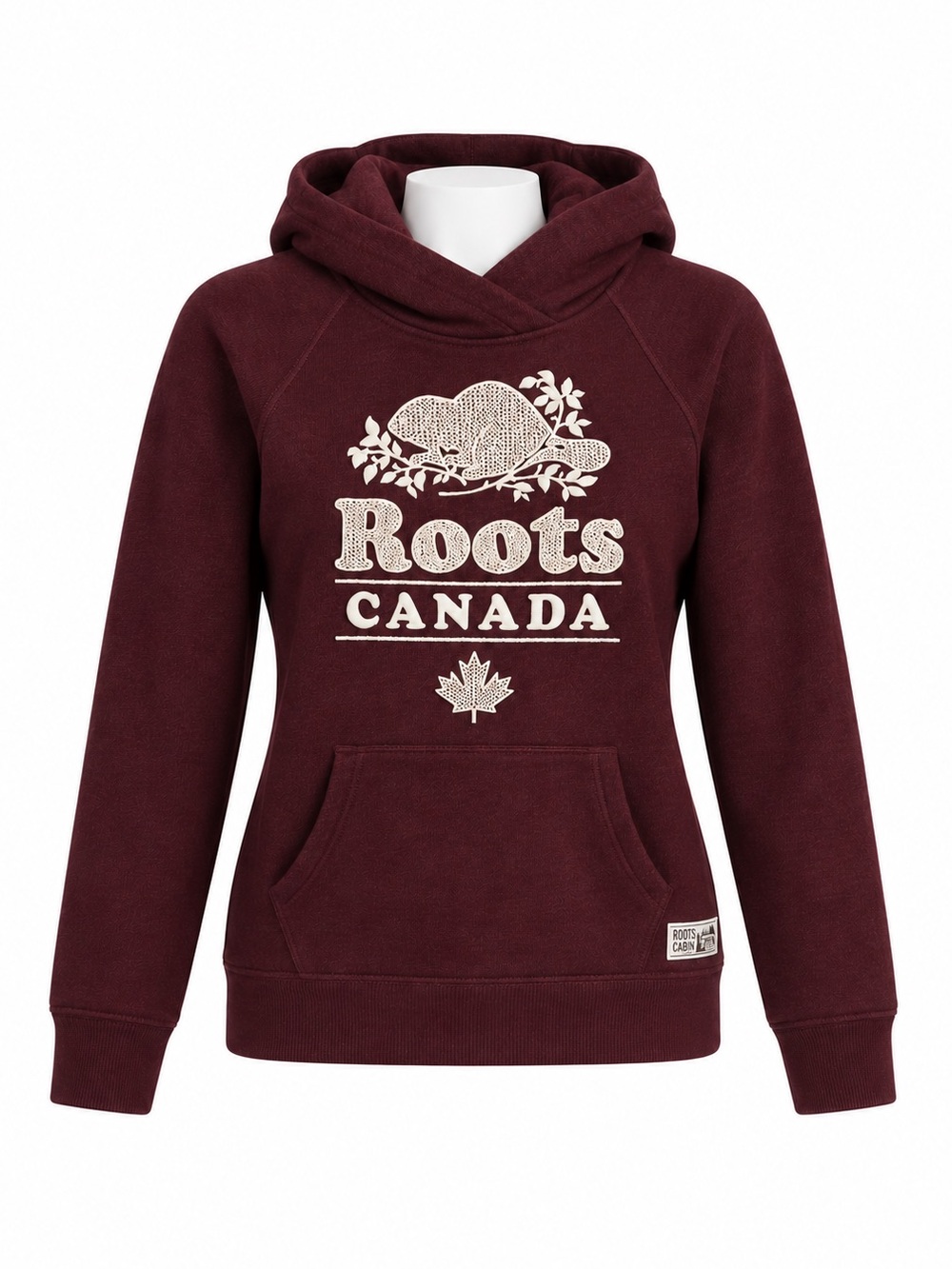 Size XXS Roots Women’s Cabin Burgundy Fleece Hoodie Embroidered Canada Logo